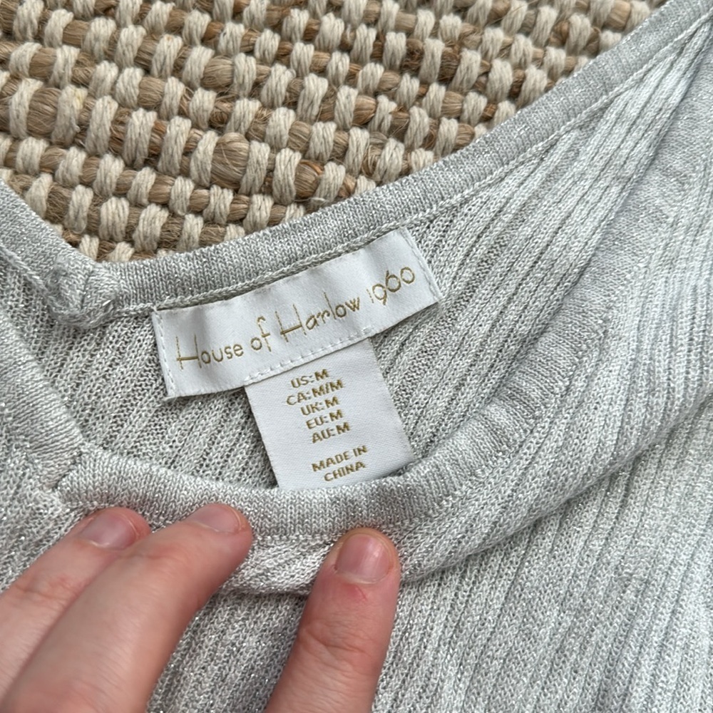 House of Harlow shimmer silver sparkle tank grey silver - Picture 2 of 2